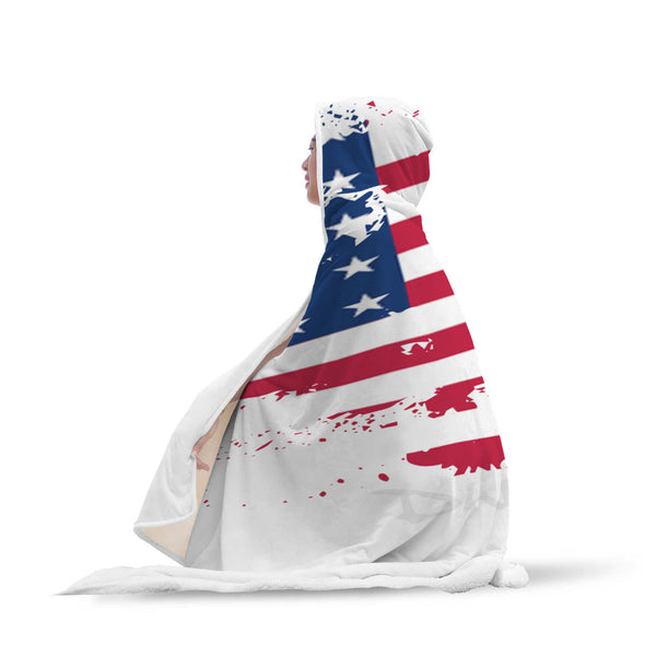 U.S.A Patriotic Custom Designed Hooded Blanket