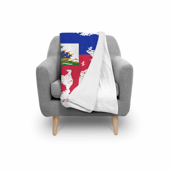 Haitian Flag Splash Plush Blanket