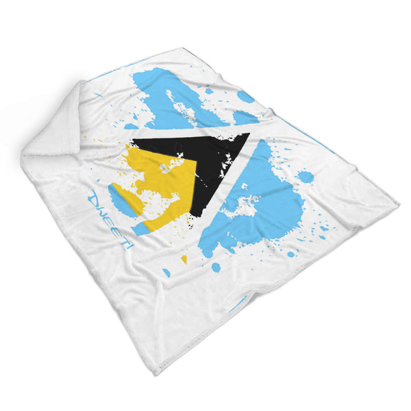 St.Lucian Flag Splash Plush Blanket